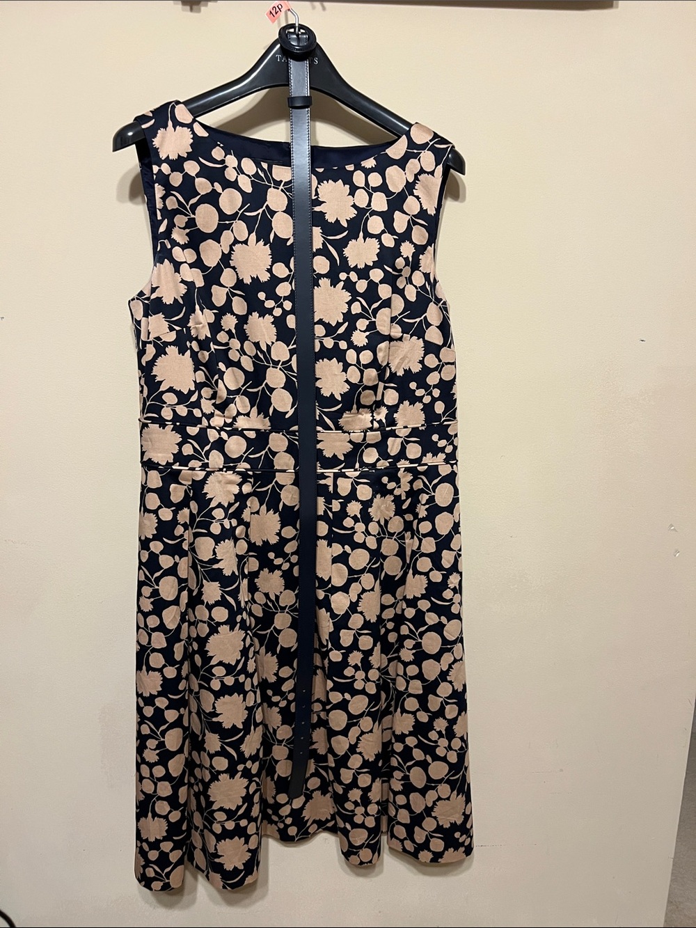 Talbots Navy and Blush Floral Fit-and-Flare Dress